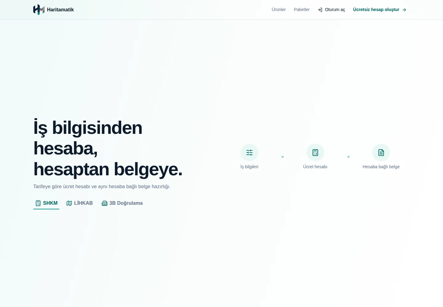 Haritamatik harita mühendisliği yazılımının tanıtım sayfası
